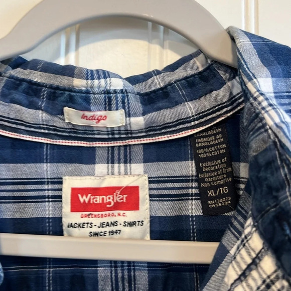 Wrangler Indigo Men's bundle of 3 XL/TG button down  100% cotton plaid - Picture 9 of 16